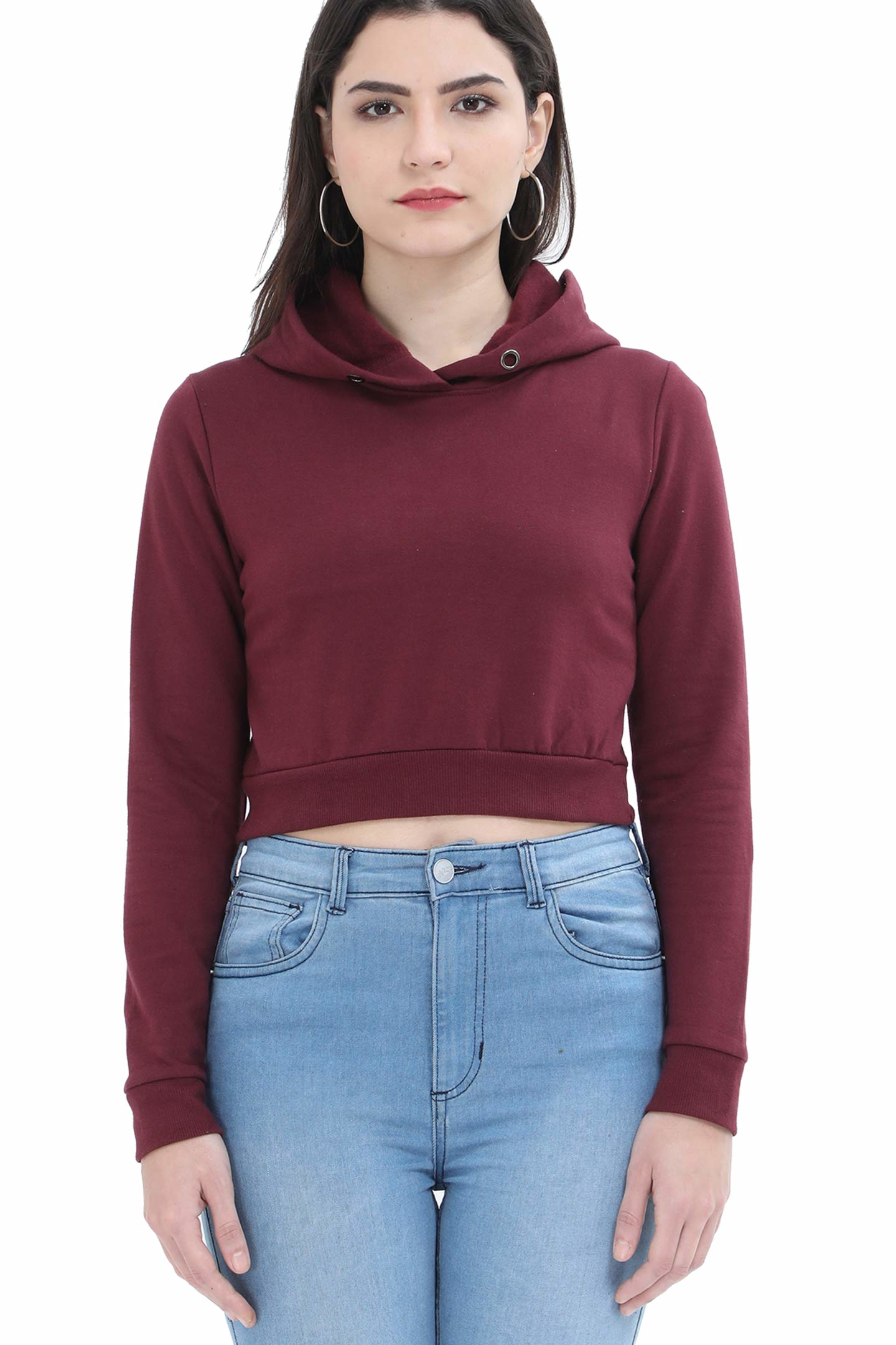 studtbh Stylish Women's Crop Hoodie – 100% Premium Cotton, 320 GSM, Super Combed, Pre-Shrunk, Bio-Washed, Derby Ribbed Hem & Cuff