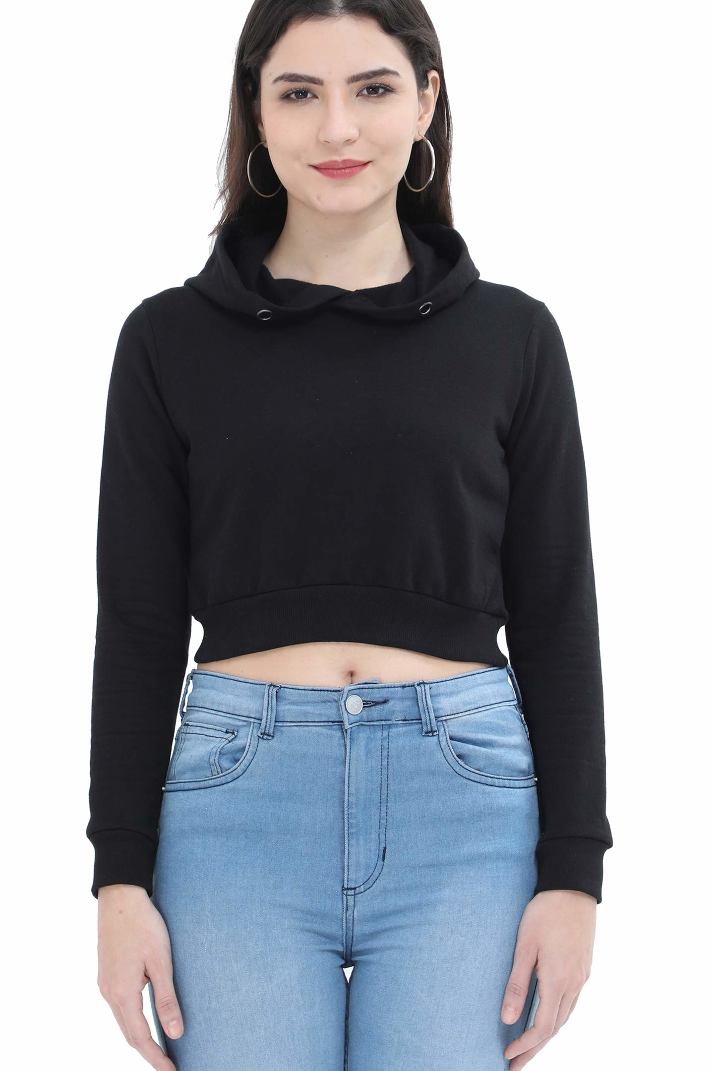 studtbh Stylish Women's Crop Hoodie – 100% Premium Cotton, 320 GSM, Super Combed, Pre-Shrunk, Bio-Washed, Derby Ribbed Hem & Cuff