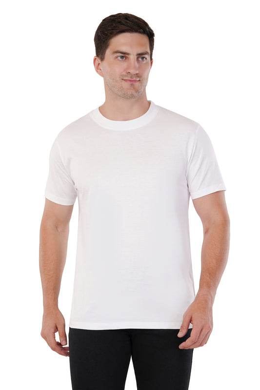 Classic White T-Shirt - 100% Cotton Ring spun Super Combed Bio Washed