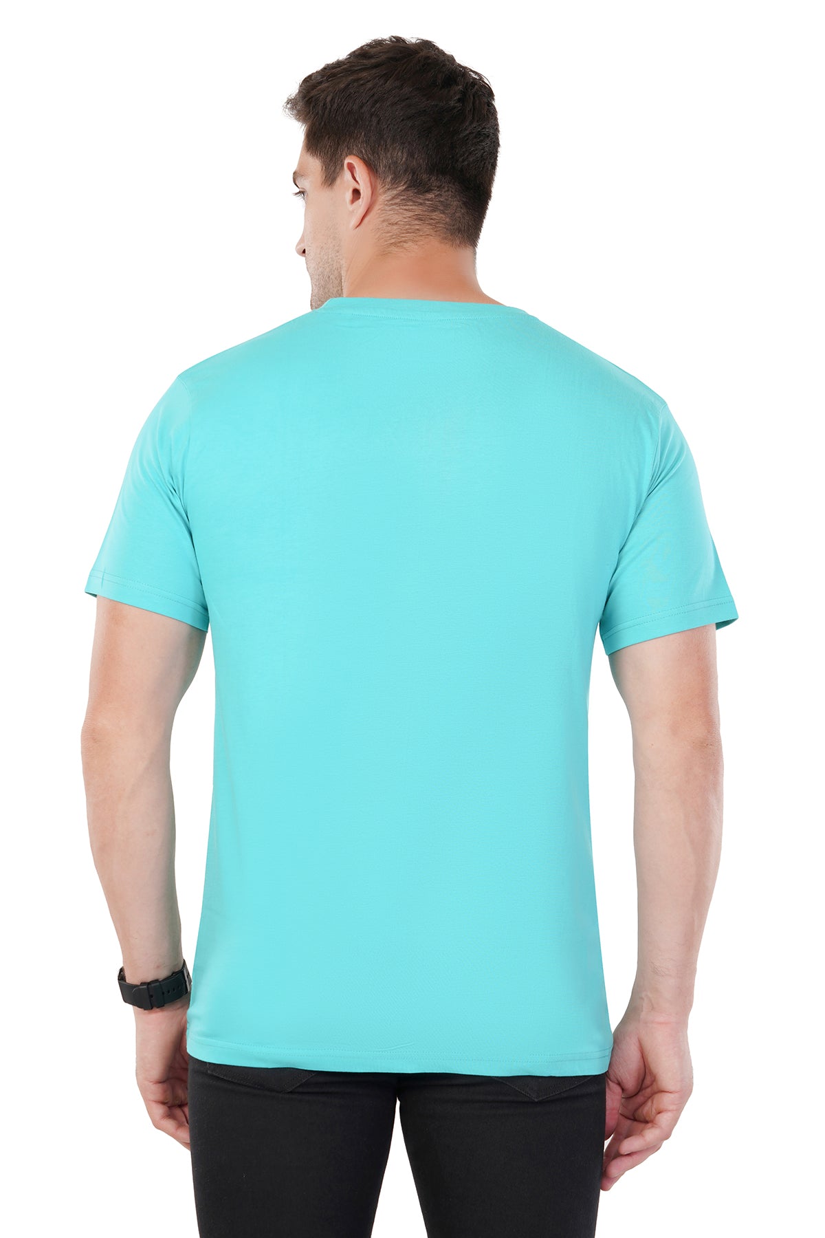 Aqua Blue 100% Cotton Ring Spun 160 GSM Super Combed Bio Washed Premium T-shirt