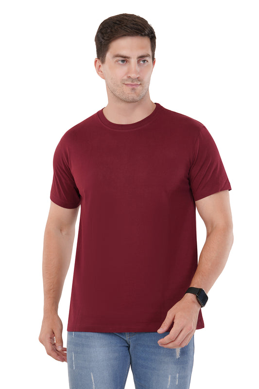 Classic Maroon T-Shirt - 100% Cotton Ring spun Super Combed Bio Washed