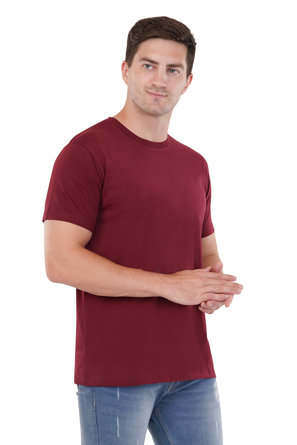 Classic Maroon T-Shirt - 100% Cotton Ring spun Super Combed Bio Washed