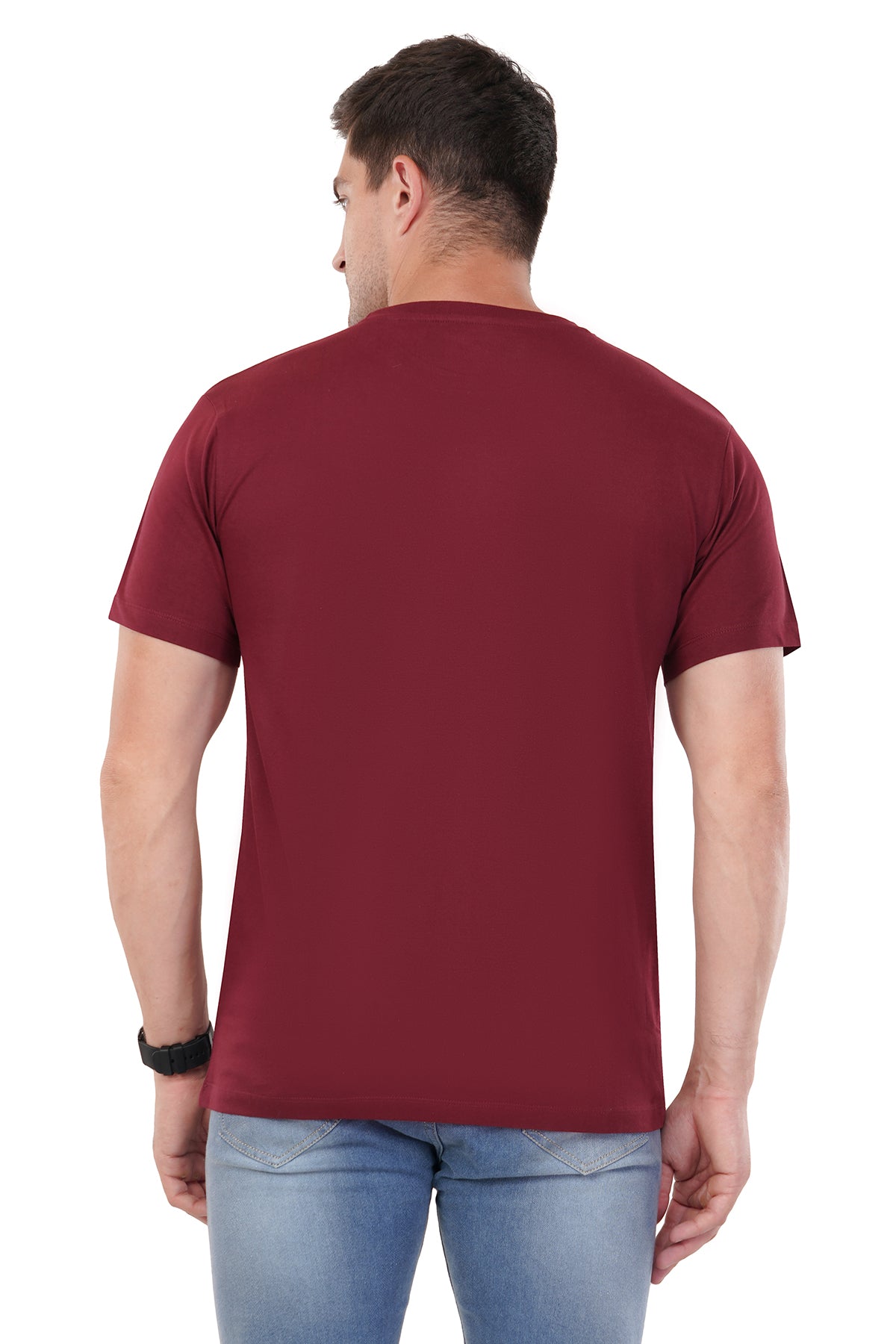 Classic Maroon T-Shirt - 100% Cotton Ring spun Super Combed Bio Washed