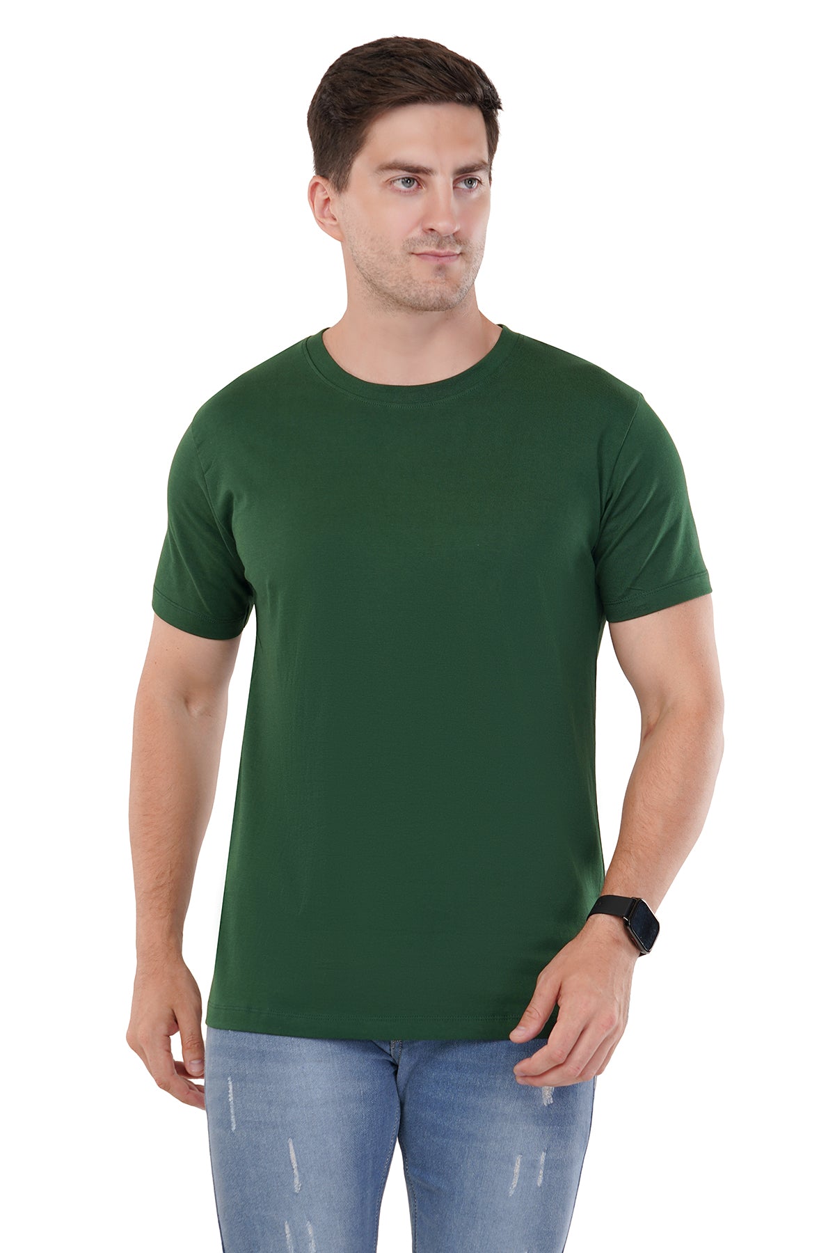 Bottle Green T-Shirt - 100% Cotton Ring spun Super Combed Bio Washed