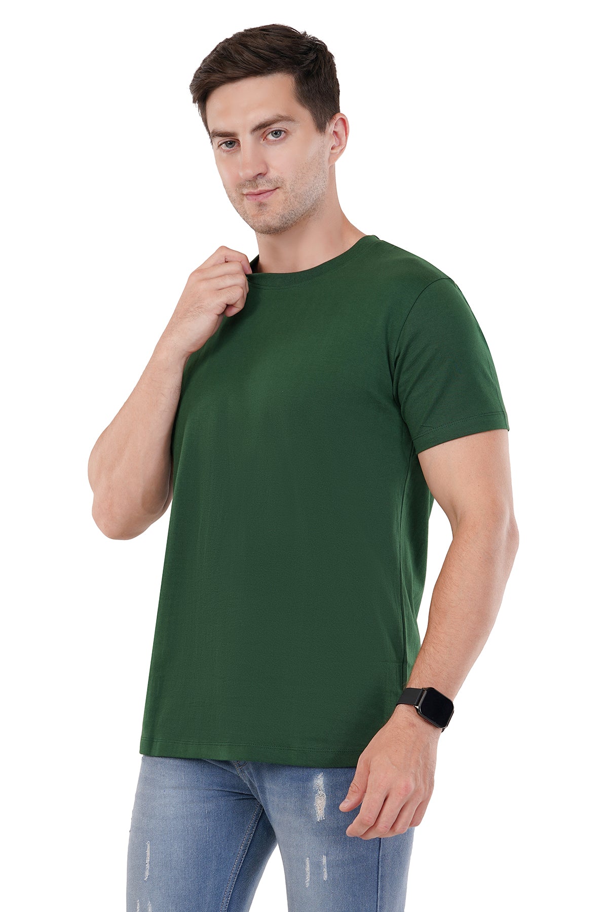 Bottle Green T-Shirt - 100% Cotton Ring spun Super Combed Bio Washed