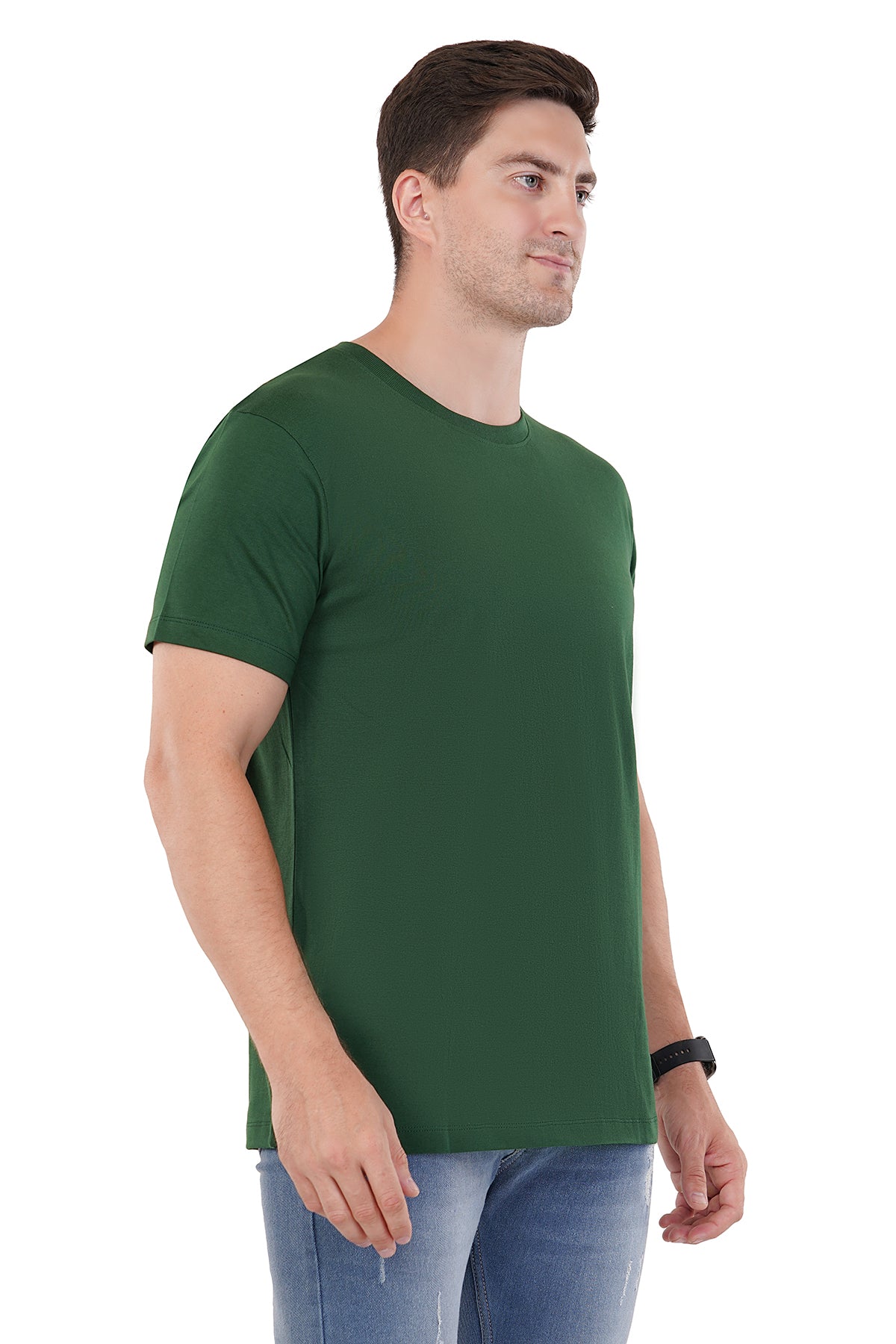 Bottle Green T-Shirt - 100% Cotton Ring spun Super Combed Bio Washed