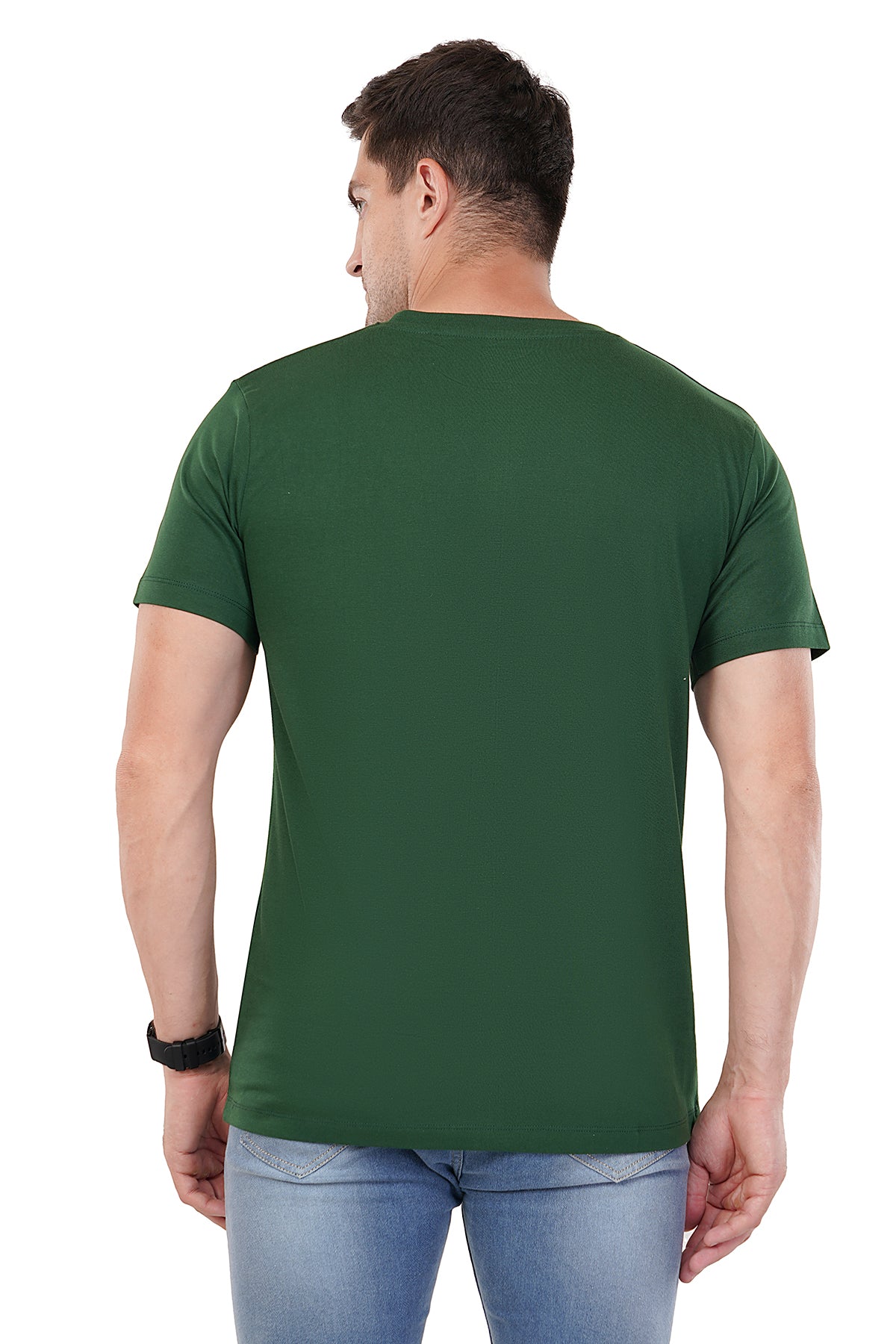 Bottle Green T-Shirt - 100% Cotton Ring spun Super Combed Bio Washed