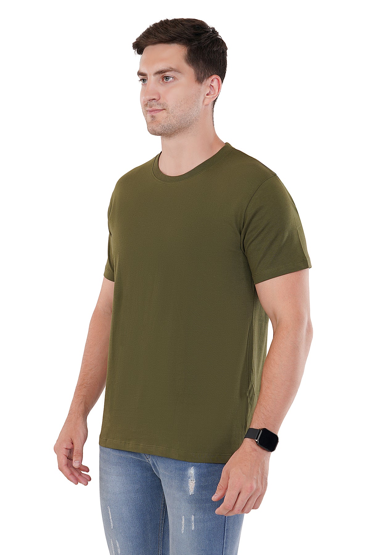 Olive green 100% Cotton Ring Spun Super combed Bio Washed Premium cotton tshirt