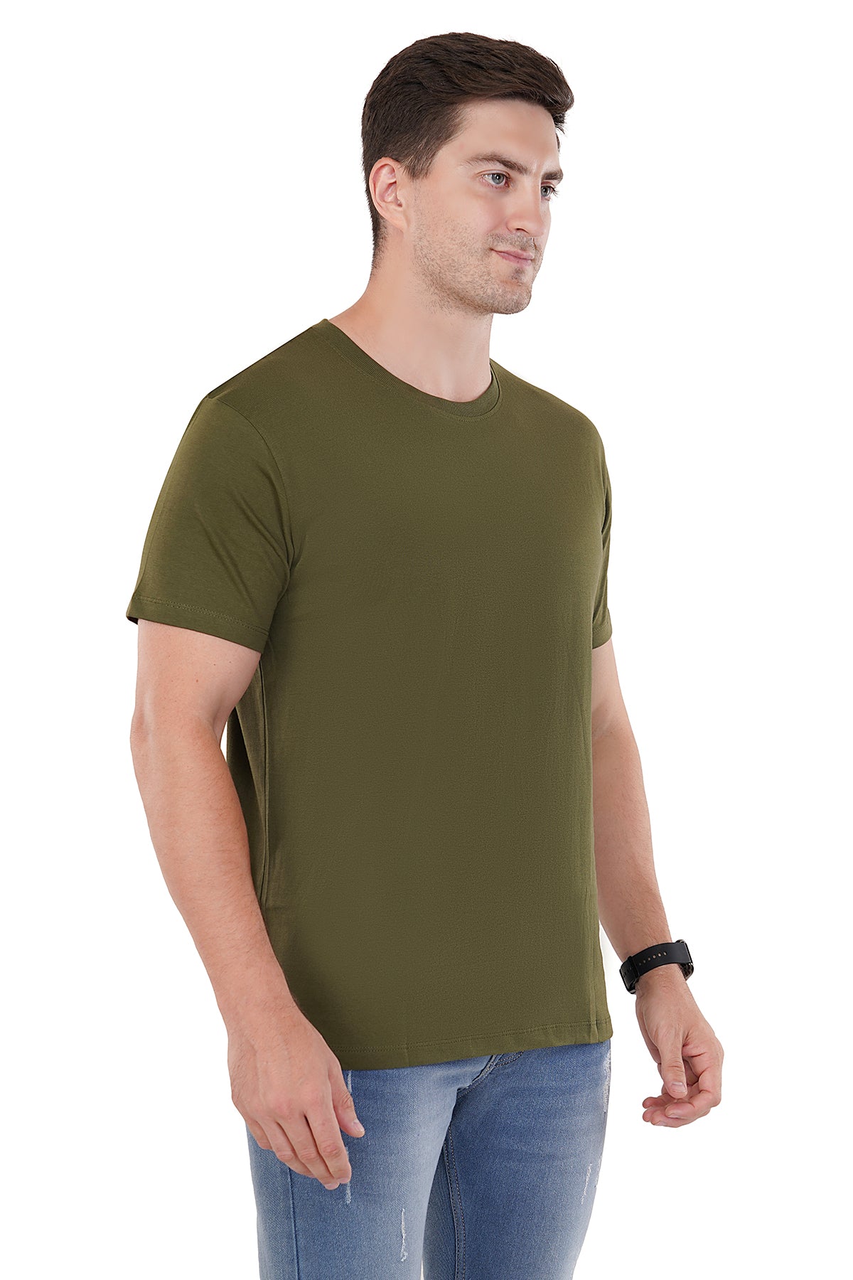 Olive green 100% Cotton Ring Spun Super combed Bio Washed Premium cotton tshirt