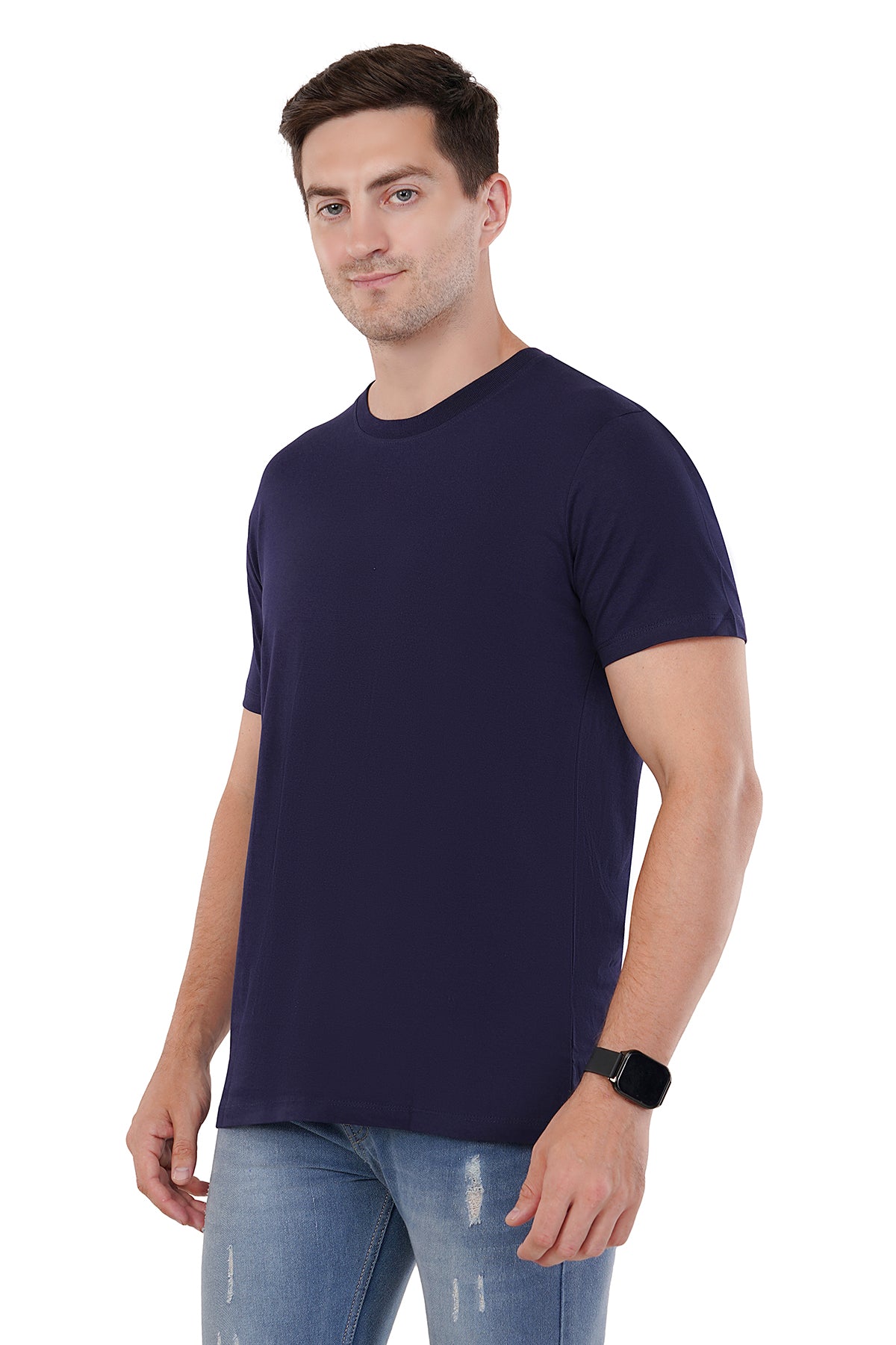 Classic Navy Blue T-Shirt - 100% Cotton Ring spun Super Combed Bio Washed