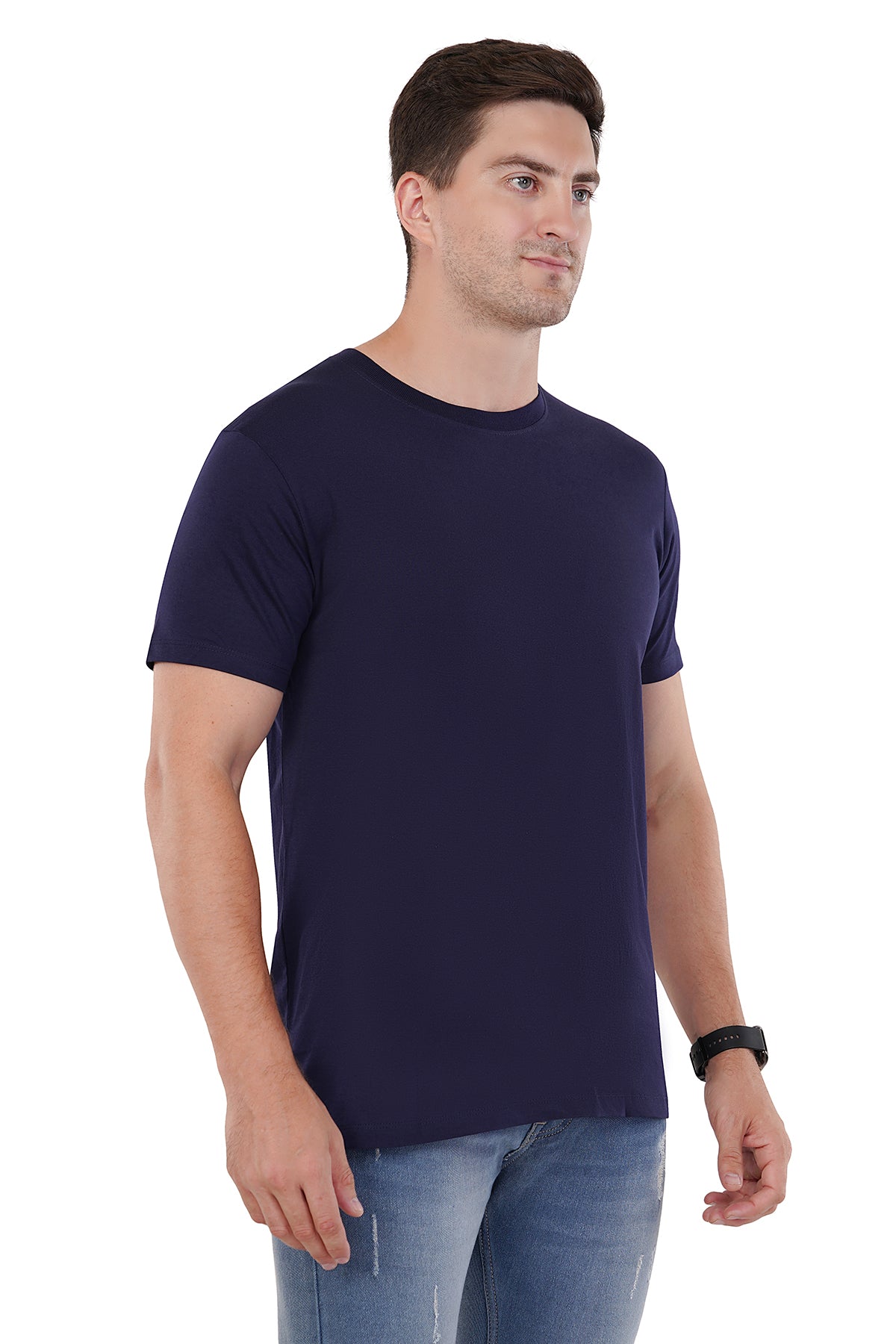 Classic Navy Blue T-Shirt - 100% Cotton Ring spun Super Combed Bio Washed