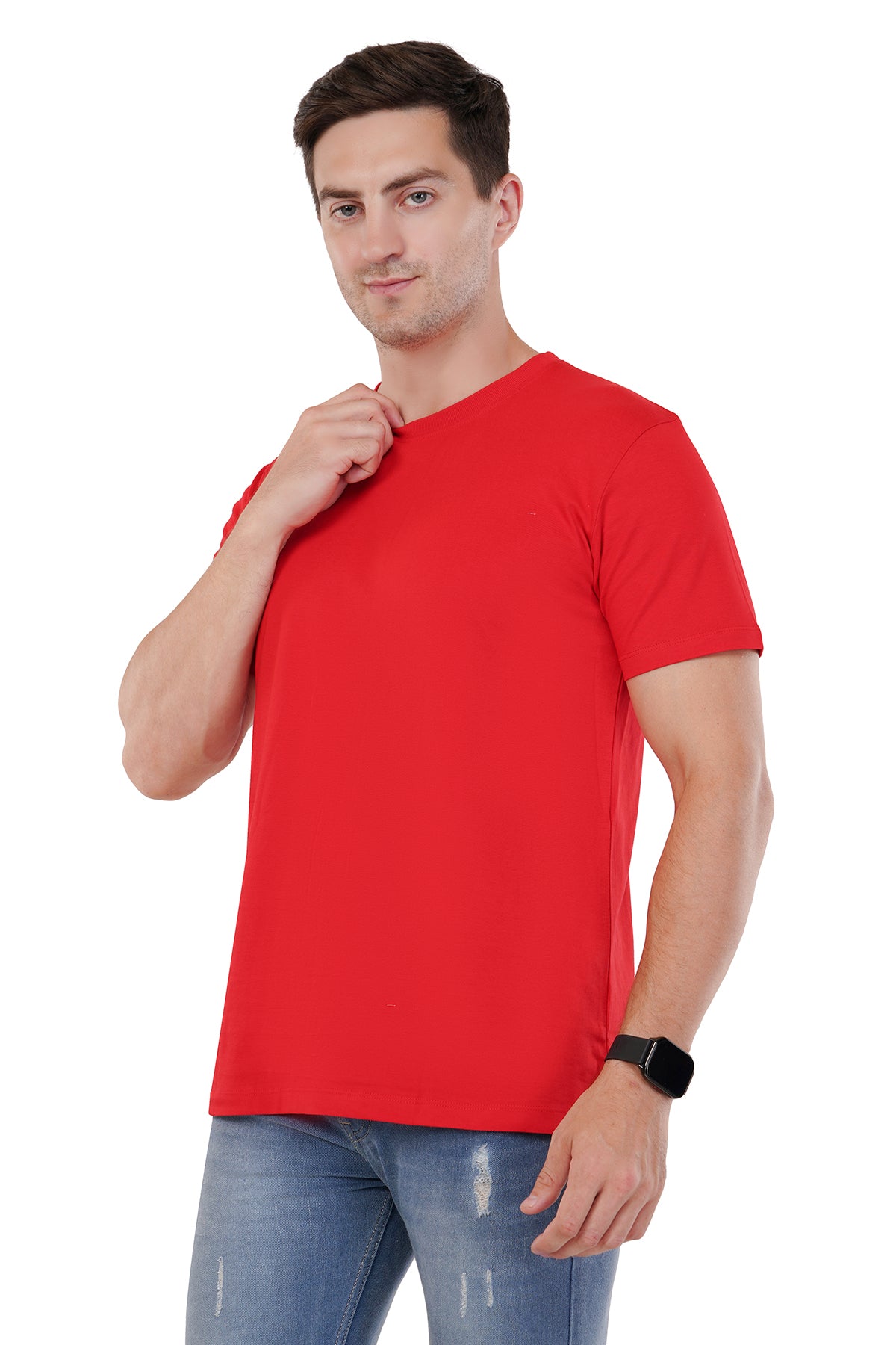 Classic Red 100% Cotton T-shirt Ring spun Super Combed Bio Washed 160 GSM Premium Cotton Tshirt