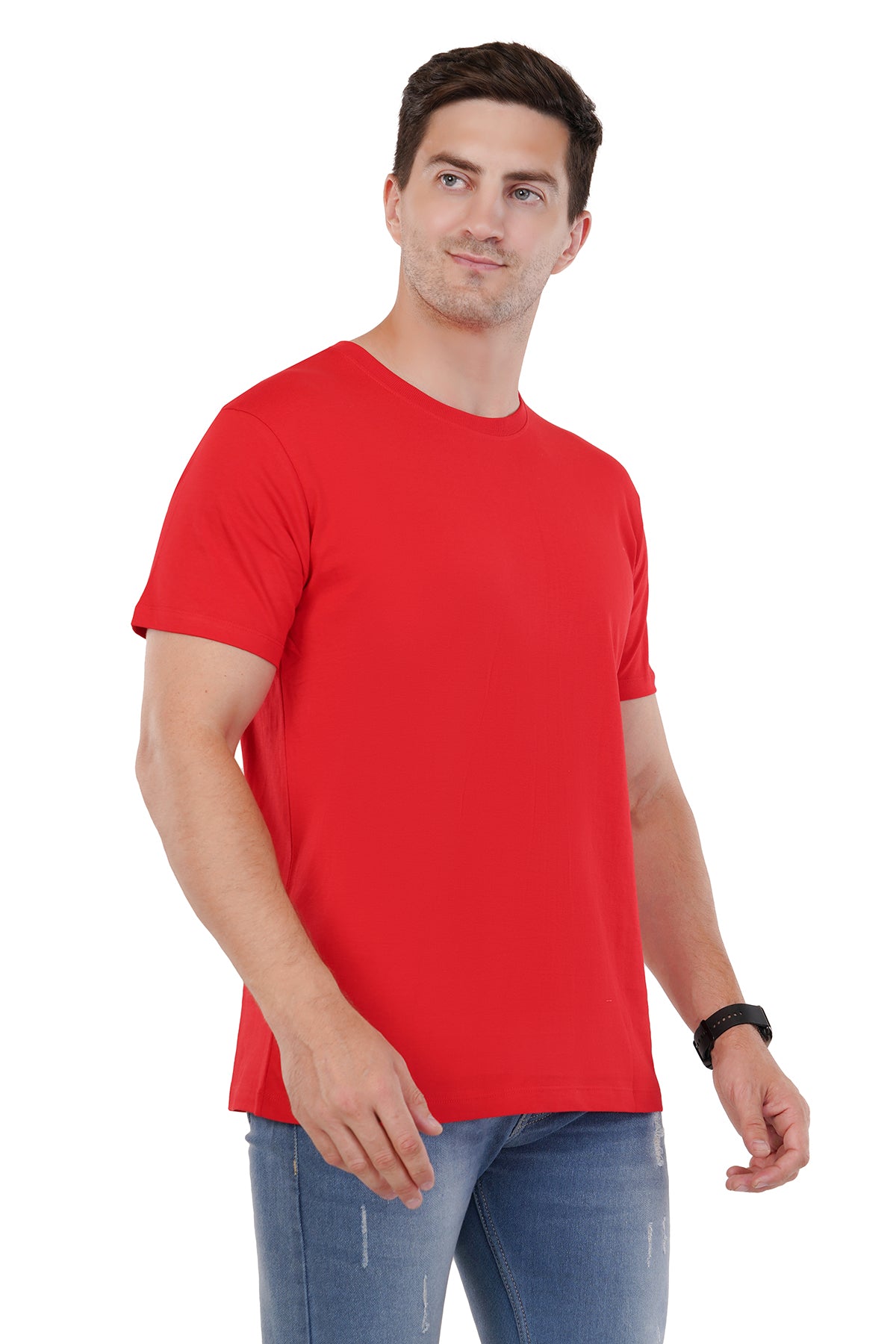 Classic Red 100% Cotton T-shirt Ring spun Super Combed Bio Washed 160 GSM Premium Cotton Tshirt